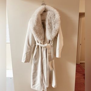 Never worn with tags H&M fluffy collared long line coat